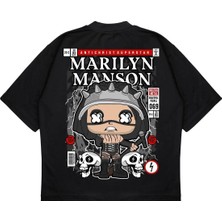 Pure Effect Unisex Oversize Marılyn Manson Sırt Baskılı Boxy Fit Kalın Kumaşlı T-Shirt