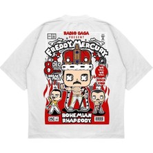 Pure Effect Unisex Oversize Freddy Mercury Sırt Baskılı Boxy Fit Kalın Kumaşlı T-Shirt