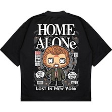 Pure Effect Unisex Oversize Home Alone 2 Sırt Baskılı Boxy Fit Kalın Kumaşlı T-Shirt