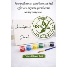 Alindero Çocuk Boyama Tuval Seti Kişiye Özel 6'lı Akrilik Boya + Fırça + Hazır Görsel Tuval (20X20 )