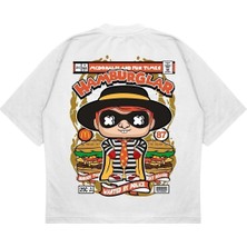 Pure Effect Unisex Oversize Hamburglar Sırt Baskılı Boxy Fit Kalın Kumaşlı T-Shirt