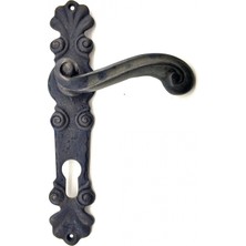 Raftan Topla Antika Tarz Dekoratif Pirinç Okyanus Yale Kapı Kolu - 230X46 Mm, Oksit