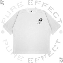 Pure Effect Unisex Oversize Stussy Skateboard Baskılı Boxy Fit Kalın Kumaşlı T-Shirt