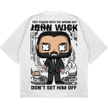 Pure Effect Unisex Oversize John Wıck Sırt Baskılı Boxy Fit Kalın Kumaşlı T-Shirt