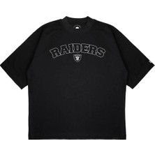 Pure Effect Unisex Oversize Raiders Baskılı Boxy Fit Kalın Kumaşlı T-Shirt