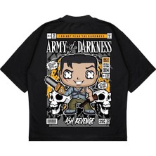 Pure Effect Unisex Oversize Army Of Darkness Sırt Baskılı Boxy Fit Kalın Kumaşlı T-Shirt