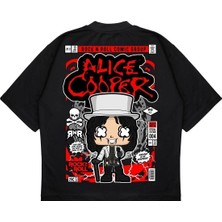 Pure Effect Unisex Oversize Alıce Cooper Sırt Baskılı Boxy Fit Kalın Kumaşlı T-Shirt