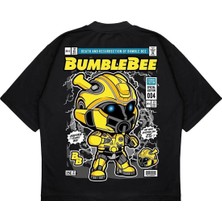 Pure Effect Unisex Oversize Bumble Bee Sırt Baskılı Boxy Fit Kalın Kumaşlı T-Shirt