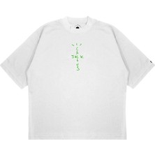 Pure Effect Unisex Oversize Cactus Jack Baskılı Boxy Fit Kalın Kumaşlı T-Shirt