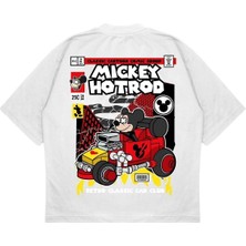 Pure Effect Unisex Oversize Mıckey Hotrod Sırt Baskılı Boxy Fit Kalın Kumaşlı T-Shirt