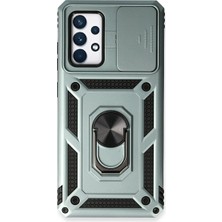 Raftan Topla Samsung Galaxy A73 5g Kılıf Pars Lens Yüzüklü Silikon - Yeşil