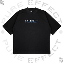 Pure Effect Unisex Oversize Peace Planet Baskılı Boxy Fit Kalın Kumaşlı T-Shirt
