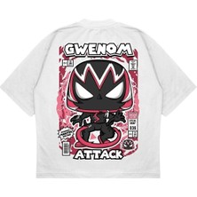 Pure Effect Unisex Oversize Gwenom Sırt Baskılı Boxy Fit Kalın Kumaşlı T-Shirt