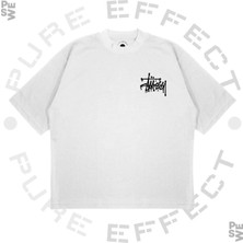 Pure Effect Unisex Oversize Stussy Melted Baskılı Boxy Fit Kalın Kumaşlı T-Shirt