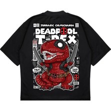 Pure Effect Unisex Oversize Deadpool Trex Sırt Baskılı Boxy Fit Kalın Kumaşlı T-Shirt