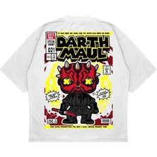 Pure Effect Unisex Oversize Darth Maul Sırt Baskılı Boxy Fit Kalın Kumaşlı T-Shirt
