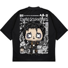 Pure Effect Unisex Oversize Edward Makas Eller Sırt Baskılı Boxy Fit Kalın Kumaşlı T-Shirt