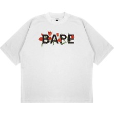 Pure Effect Unisex Oversize A Bathıng Ape Flower Baskılı Boxy Fit Kalın Kumaşlı T-Shirt