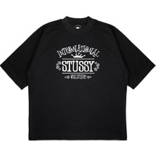Pure Effect Unisex Oversize Stussy Worldwıde Baskılı Boxy Fit Kalın Kumaşlı T-Shirt