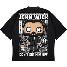 Pure Effect Unisex Oversize John Wıck Sırt Baskılı Boxy Fit Kalın Kumaşlı T-Shirt