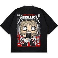 Pure Effect Unisex Oversize Metallıca Sırt Baskılı Boxy Fit Kalın Kumaşlı T-Shirt