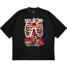 Pure Effect Unisex Oversize Rıck And Morty Anatomy Park Baskılı Boxy Fit Kalın Kumaşlı T-Shirt