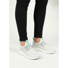 Homiro Bağcıklı Triko Unisex Spor Ayakkabı-Buz Beyaz Su Yeşili