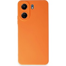 Raftan Topla Xiaomi Redmi 13C Kılıf Nano Içi Kadife Silikon - Turuncu