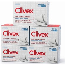 Clivex Steril Emici Gaz Kompres 7,5 x 7,5 cm 4 Kat 100 Adet Steril Gazlı Yara Temizleme Kompresi 5'li Kutu
