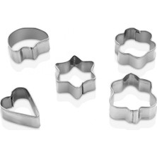 Marsilyan 5 Pcs Metal Kurabiye Kalıp Kalp - Yıldız - Papatya - Ağaç (4887)