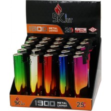 Marsilyan 25 Adet Metal - Renkli Uzun Manyetöllü Metal Cep Çakmak Manyetolu Doldur Kullan Gökkuşağı - Çift Renk (4887)