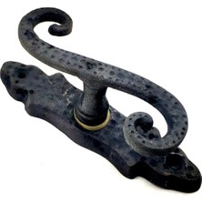 Raftan Topla Antika Tarz Dekoratif Pirinç Kıvrık Pencere Kolu - 130X33 Mm, Oksit