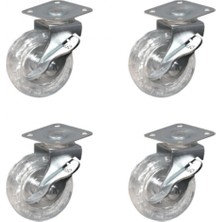 Marsilyan Furç Tablalı Bilyalı Teker (Frenli) - 20X50 - Şeffaf HKS187 - 4 Adet