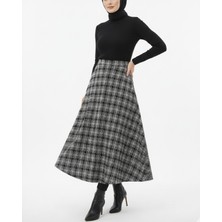 Modamorfo Beli Fermuarlı Tüvit Çan Etek -Siyah