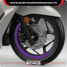 Honda Pcx Jant Kaplama Motosiklet Jant Kaplama Şeridi 13-14 Inch Uyumlu Pcx Tüm Yıllar Mor Renk
