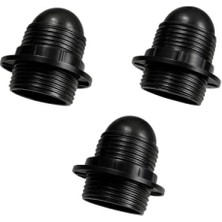 Esranın Dünyası 3 Adet Siyah Italyan Standart E27 Abajur Duy Seti