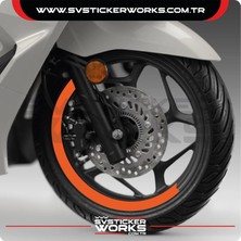 Honda Pcx Jant Kaplama Motosiklet Jant Kaplama Şeridi 13-14 Inch Uyumlu Pcx Tüm Yıllar Turuncu Renk