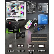 Symoon I5 12400F 16GB Ram 512 Nvme Rtx 4060 Ekran Kartlı Gametech Prime Small Akvaryum Kasalı Gaming Pc