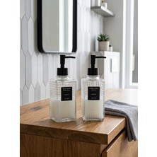 Padilon Estetik Cam Sıvı Sabunluk Seti 2 Adet x 350 ml Banyo ve Mutfak Için Mükemmel Tasarım