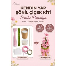 Bee Flower Shop Pembe Şönil Papatya Yapım Kiti (Şönil Hobi Seti)