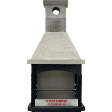 Büzsan Barbekü Hazır Beton Barbekü Tezgah Üstü Davlumbazlı Antrasit Gri Model