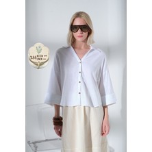 Maule Pamuk Keten Truvakar Kol Geniş Kol Manşetli Kadın Truvakar, Fakir Kol Gömlek @seher