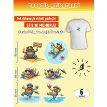 Agg Reklam Ütü ile Yapışan Kıyafet Etiketi Sevimli Kaplumbağa Denizde 6lı Set