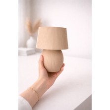 KS Mini Pliseli Tasarım Masa Lambası – Soft Beige Seri