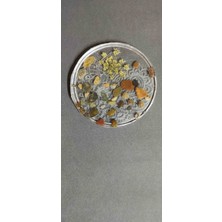 Miina Aksesuar Şeffaf Epoksi Reçine Içerisine Yerleştirilmiş Küçük Renkli Taşlar ve Kurutulmuş Çiçekler  Bulunan Dekoratif Bir Bardak Altlığıdır