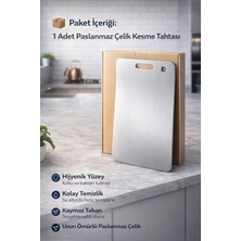 Single Paslanmaz Çelik Kesme Tahtası Üst Düzey 24×34 cm