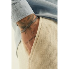 Fjellor Jandorin Gümüş Renk Çift Sıra Sık Dokulu Gurmet Zincirli Paslanmaz Çelik Erkek Bileklik