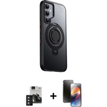 Cepte Toptan Galaxy S24 Zirve Çizgi Prime - Siyah 3D Antistatik Mat Seramik Nano Ekran Koruyucu + Derin Mor Pvd Metal Kamera Lens