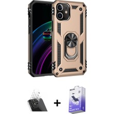 Cepte Toptan iPhone 12 Ahenk Klasik Koleksiyonu - Siyah Bilvis 5in1 5d Magic Hayalet Cam Ekran Koruyucu + Şeffaf Kamera Lens Koruma Cam