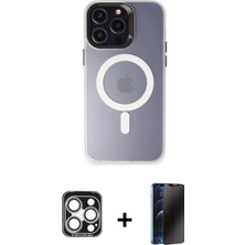 Cepte Toptan iPhone 15 Pro Max Kozmos Çizgi Prime - Siyah 3D Antistatik Hayalet Cam Ekran Koruyucu + Gümüş Pvd Metal Kamera Lens